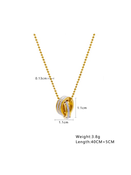 Golden Interlocking Circle Necklace with Rhinestones