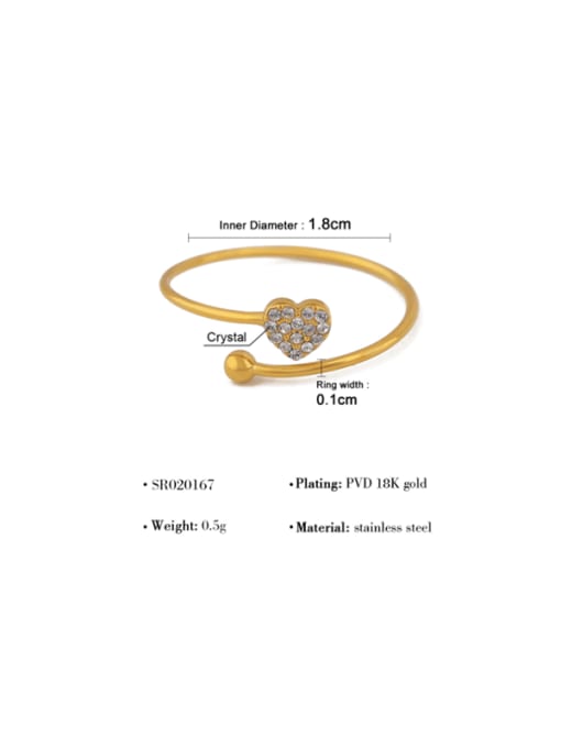 Golden Crystal Heart Minimalist Band Ring