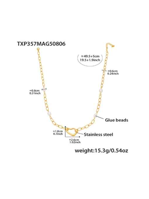 LUXEQA PEARL LOVE NECKLACE