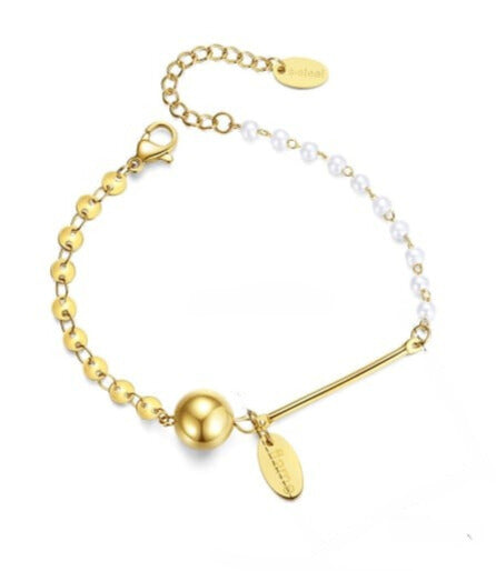 Gold Pearl Irregular Minimalist Bracelet