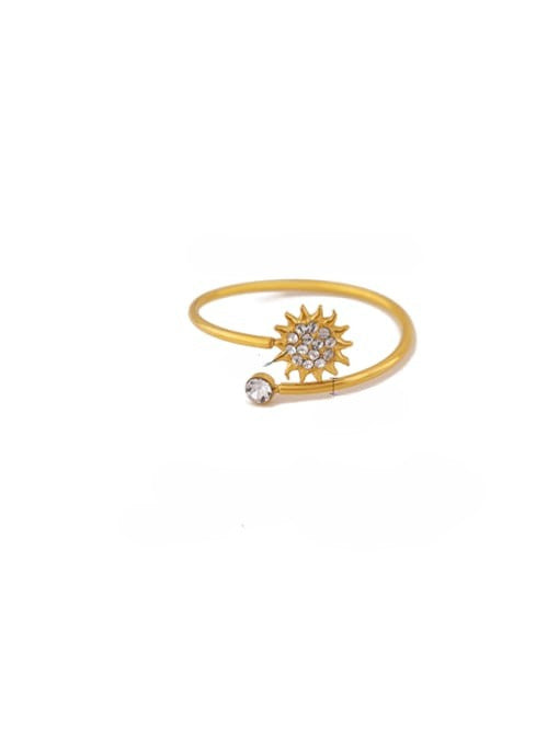 Golden Sunburst Crystal Minimalist Band Ring