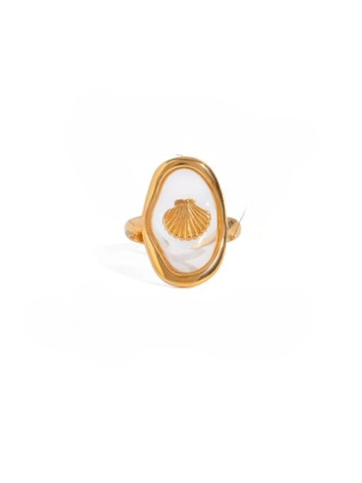 Golden Shell Motif Adjustable Hip-Hop Band Ring