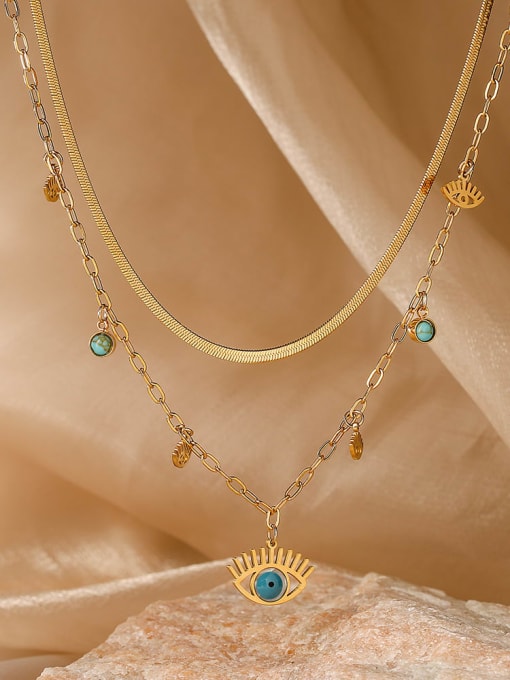 Golden Multi-Strand Evil Eye Necklace
