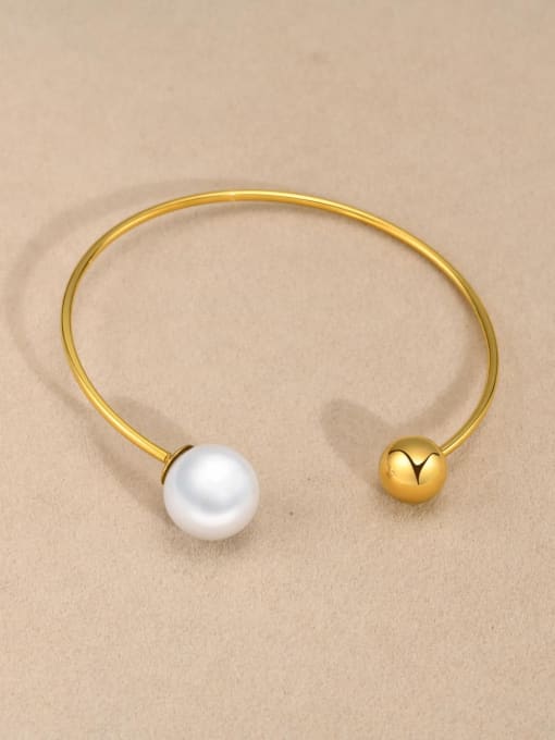 Pearl and Gold Open Bangle