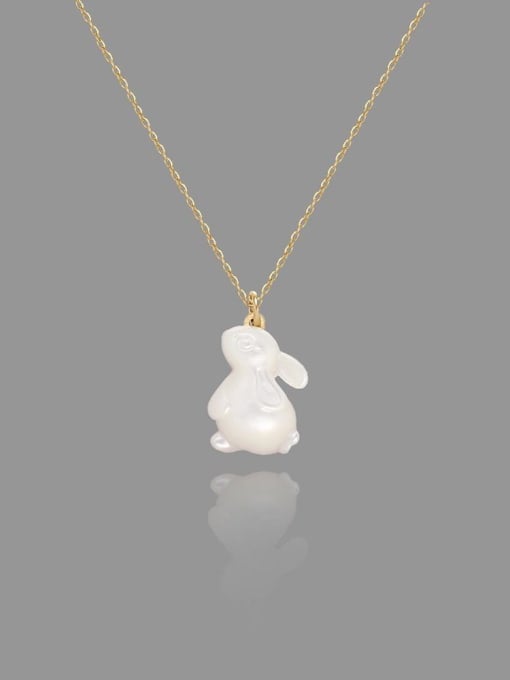 Rabbit Pendant Necklace with Pearl-Effect Finish