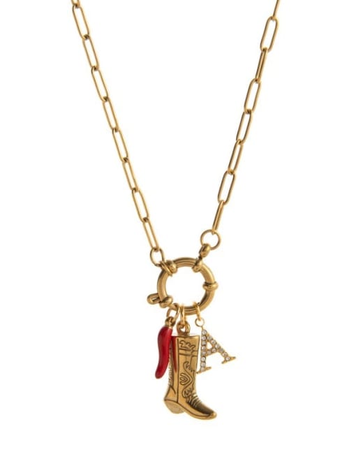 Cowboy Boot, Chili Pepper & Letter Charm Necklace