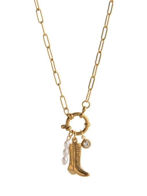 Titanium Steel Cowboy Boot & Charm Necklace