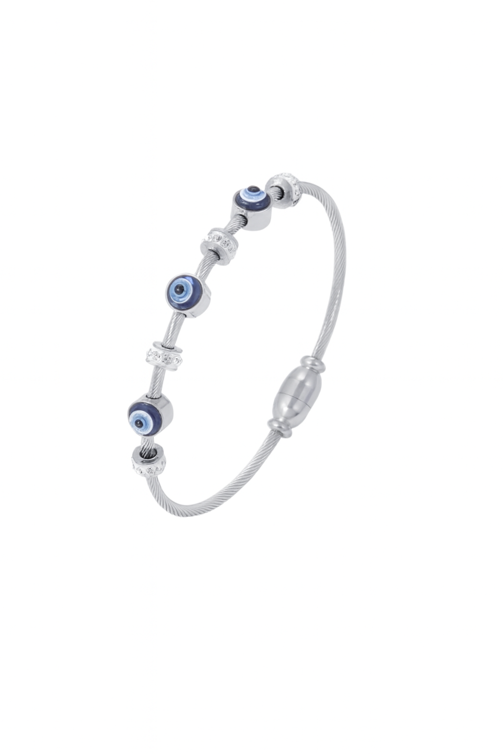 Steel Titanium Evil Eye Bangle