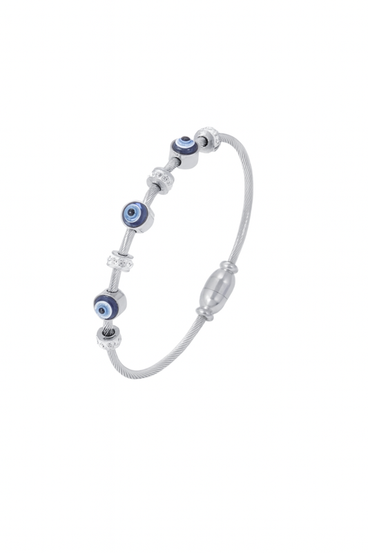 Steel Titanium Evil Eye Bangle