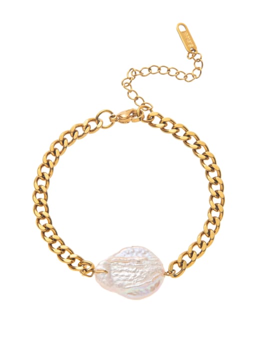 Cuban Chain Freshwater Pearl Bracelet