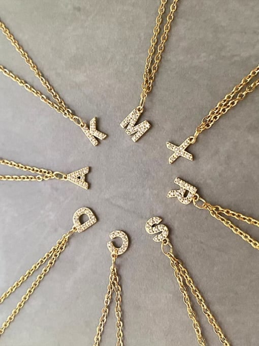 Gold Letter S Necklace with Cubic Zirconia