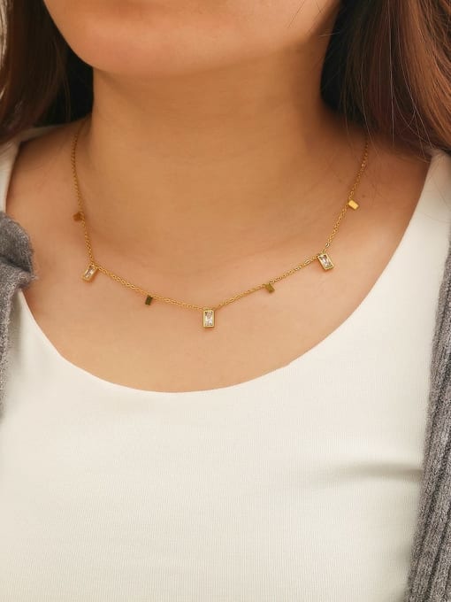 Gold Geometric Zirconia Minimalist Necklace