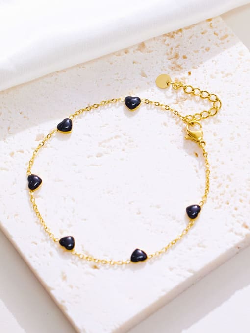 Golden Enamel Heart Link Bracelet