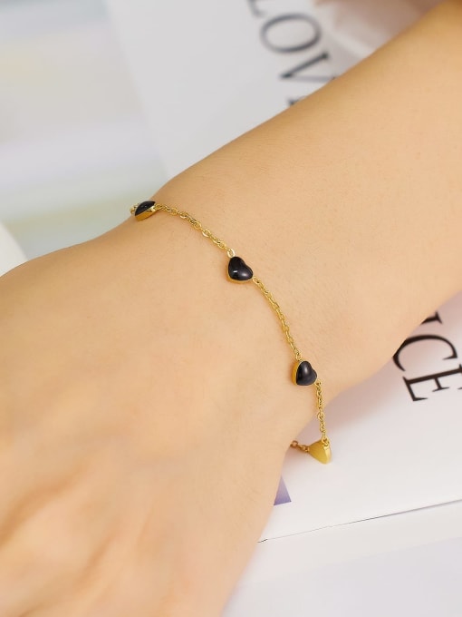 Golden Enamel Heart Link Bracelet
