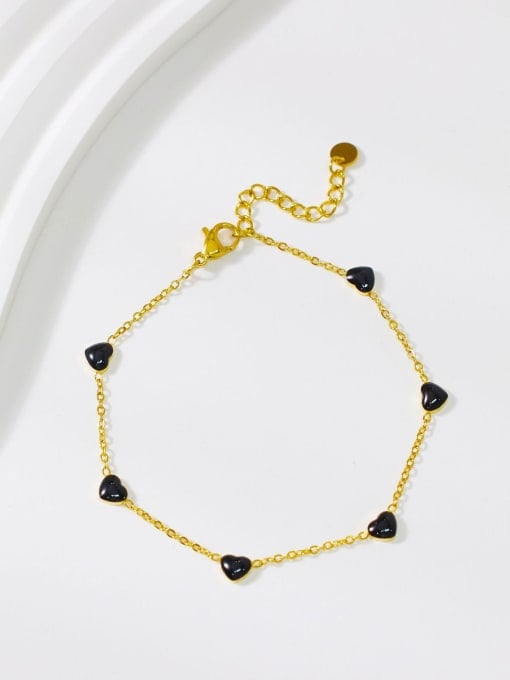 Golden Enamel Heart Link Bracelet