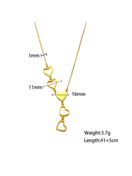 Golden Heart Tassel Lariat Necklace