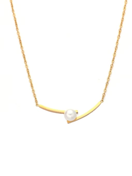 Golden Pearl Bar Necklace