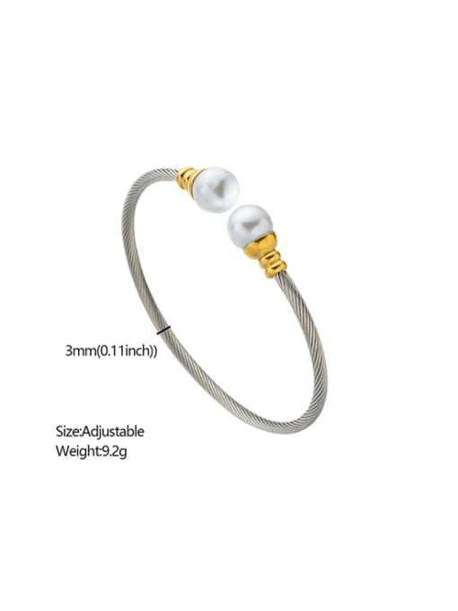 Pearl Accent Open Cuff Bangle