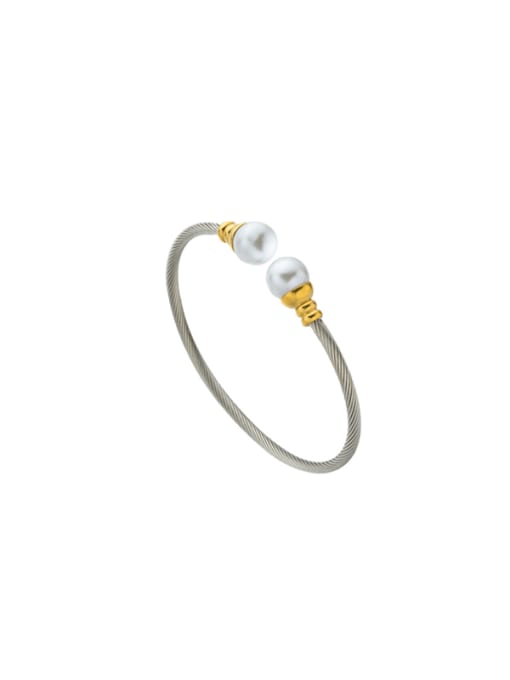 Pearl Accent Open Cuff Bangle