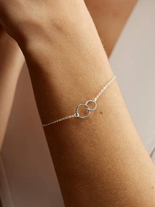 Silver Stainless Steel Interlocking Circles Bracelet