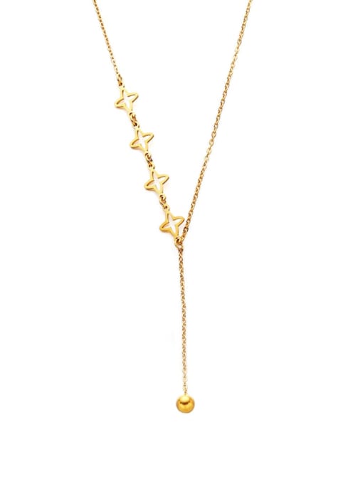Golden Star Tassel Lariat Necklace
