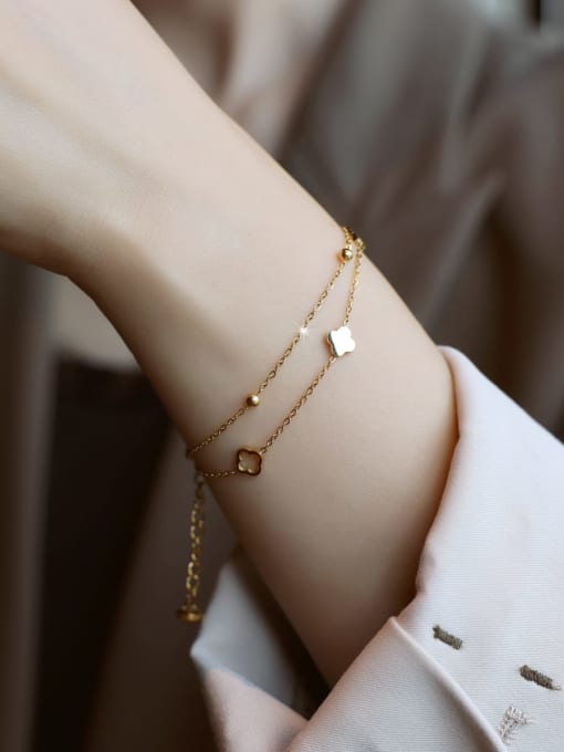 Golden Clover Charm Bracelet