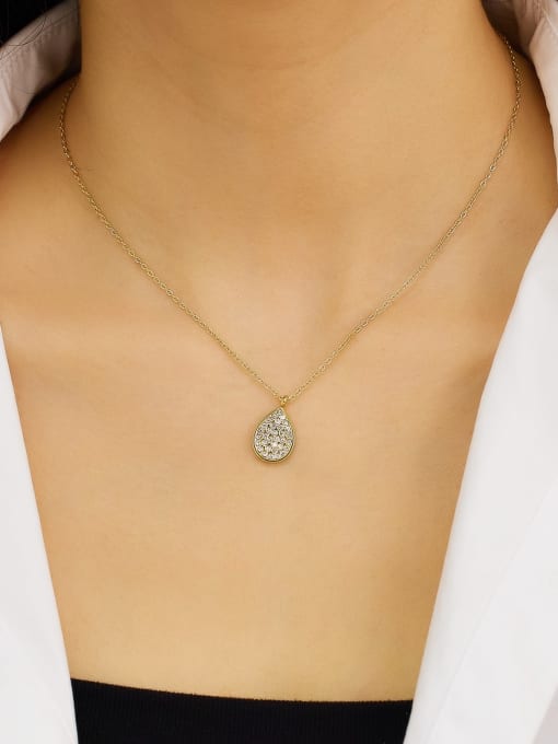 Golden Water Drop Cubic Zirconia Necklace