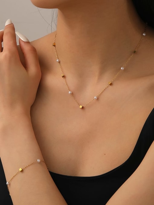 Delicate Beaded Minimalist Necklace & Bracelet Set