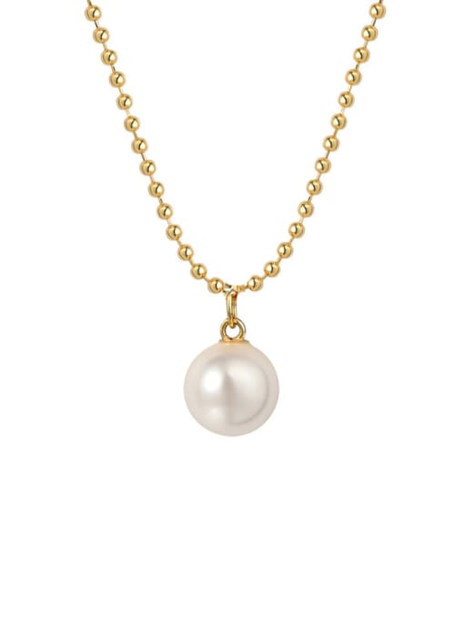 Golden Beaded Chain with Pearl Pendant Necklace