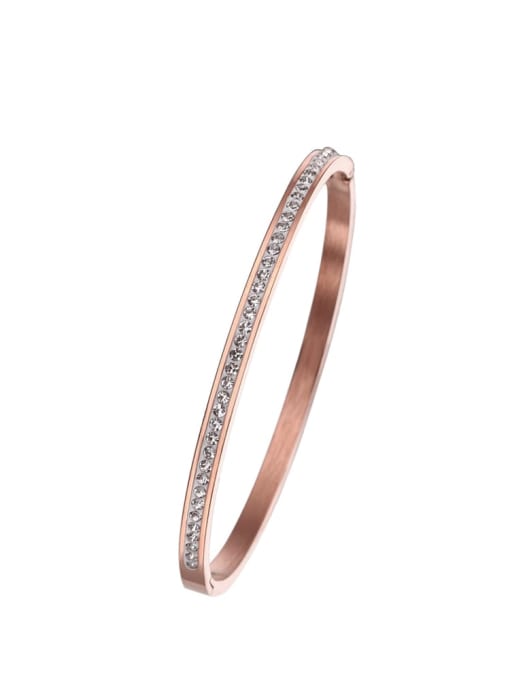 Rose Gold Single Row Diamond Band Bangle
