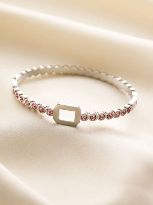 Titanium Steel Cubic Zirconia Geometric Minimalist Band Bangle