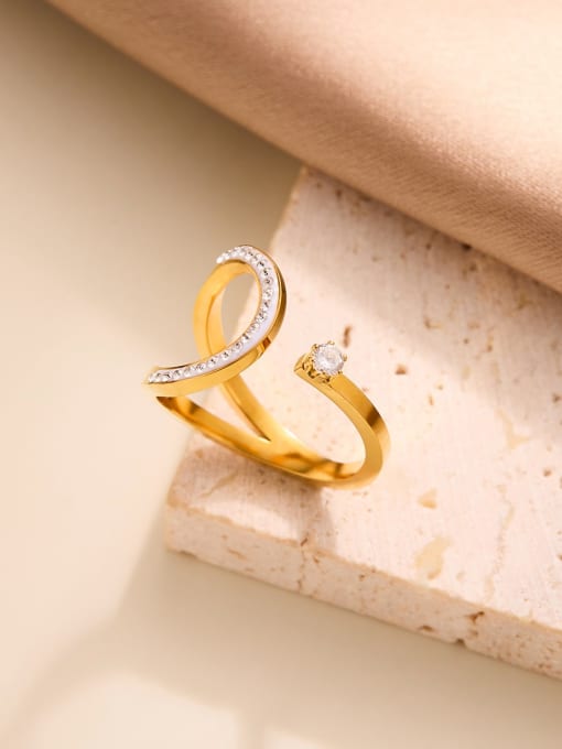 Rhinestone Geometric Minimalist Band Ring