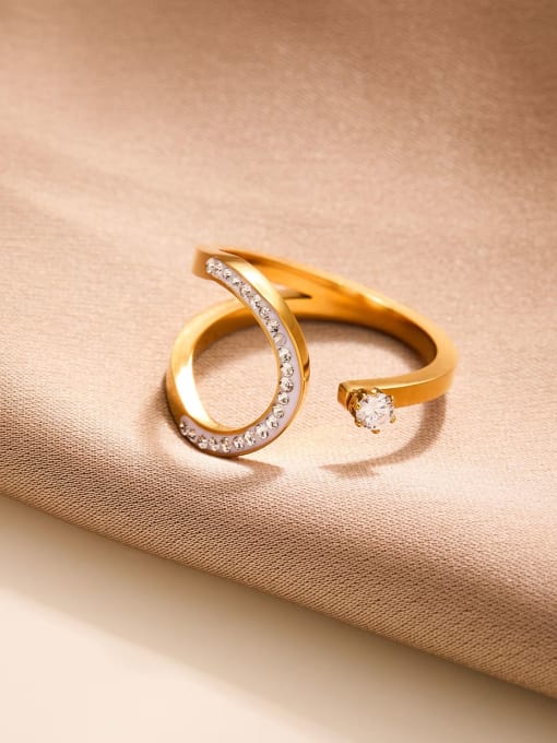 Rhinestone Geometric Minimalist Band Ring