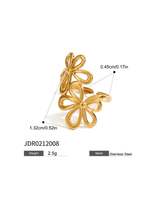 Golden Floral Icon Hip Hop Band Ring