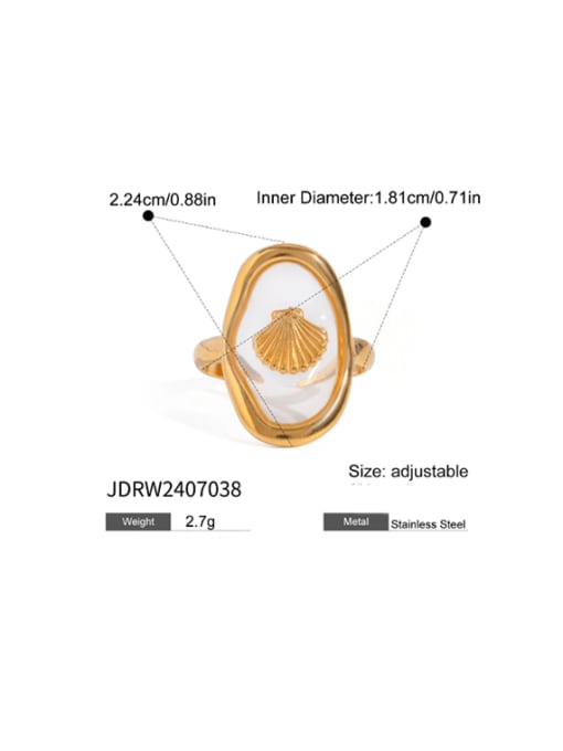 Golden Shell Motif Adjustable Hip-Hop Band Ring