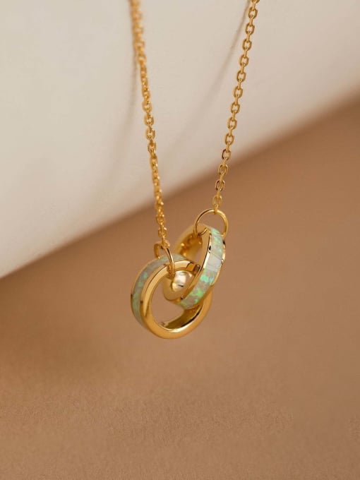Interlocking Golden geometric rings Necklace