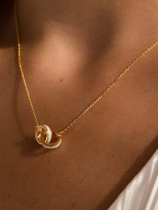 Interlocking Golden geometric rings Necklace