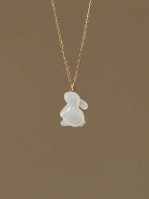 Rabbit Pendant Necklace with Pearl-Effect Finish
