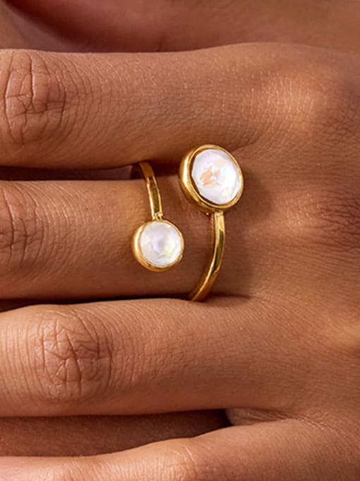 Golden Double-Shell Adjustable Band Ring