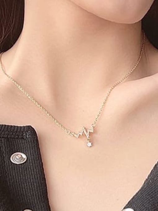 Gold ECG Heartbeat Necklace