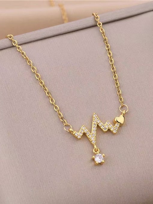 Gold ECG Heartbeat Necklace