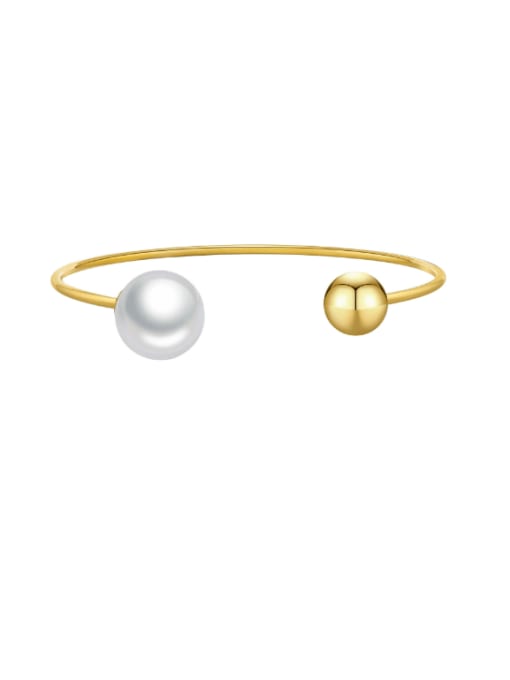 Pearl and Gold Open Bangle