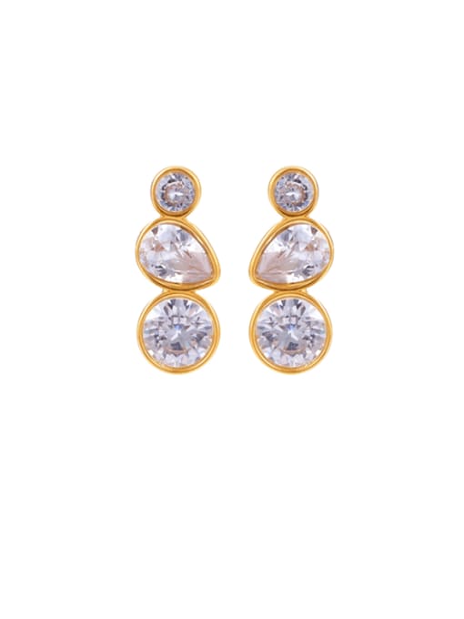 Golden Water Drop Zircon Earrings