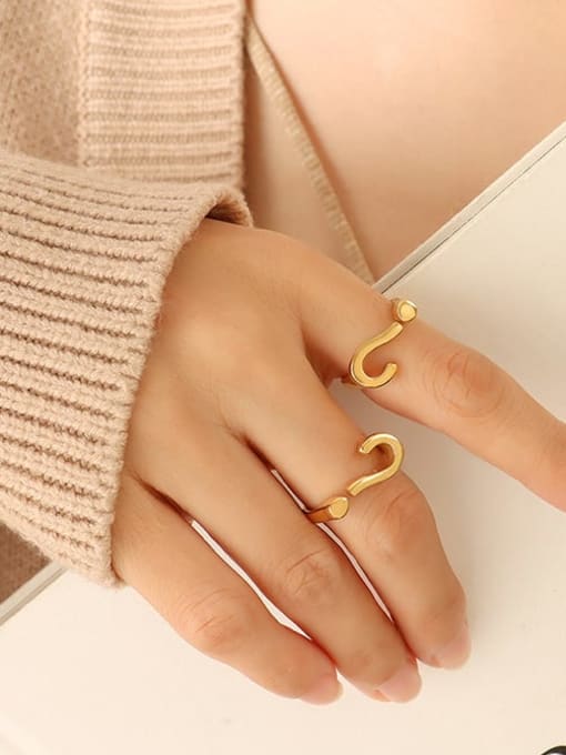Gold Titanium Steel Question Mark Ring
