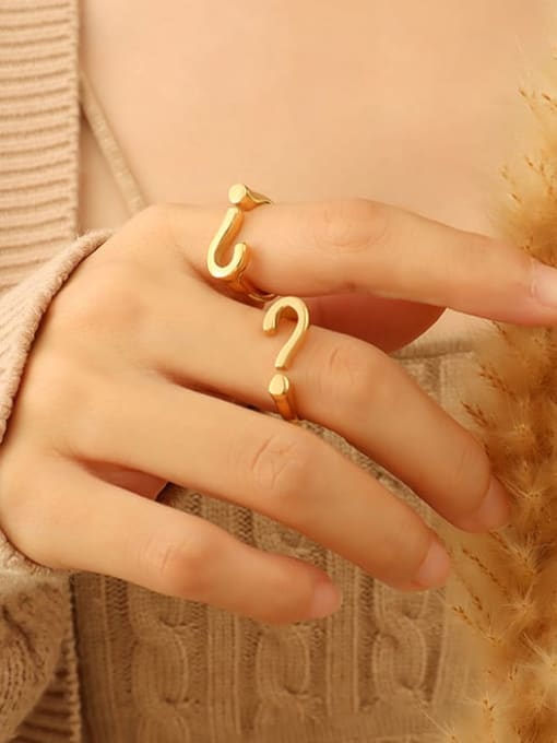 Gold Titanium Steel Question Mark Ring
