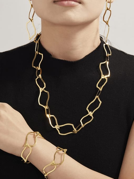 Golden Geometric Drop Earrings