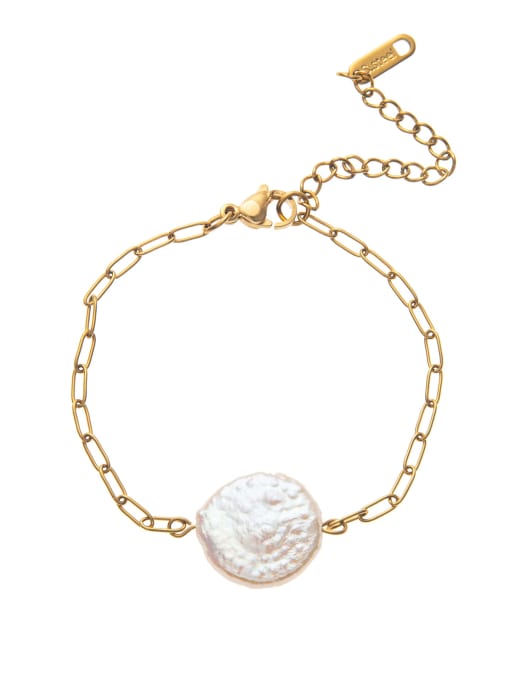 Paper Clip Chain Freshwater Pearl Bracelet