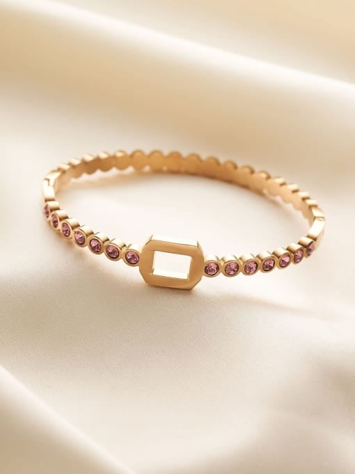 Titanium Steel Cubic Zirconia Geometric Minimalist Band Bangle