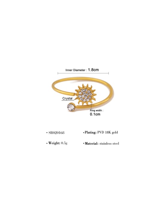 Golden Sunburst Crystal Minimalist Band Ring