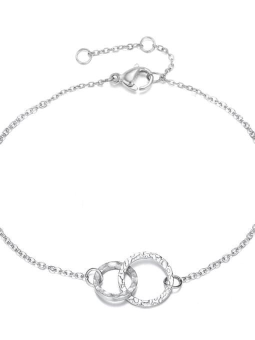Silver Stainless Steel Interlocking Circles Bracelet